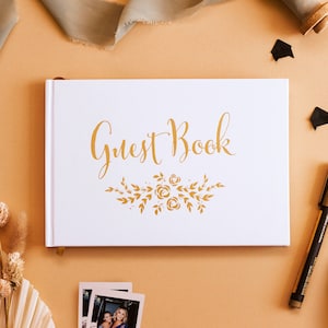 Wedding Guest Book Gold Hardcover, Polaroid Wedding Guestbook, Luxury Wedding Photo Album, Guestbook Sign-in, 100 Pages Non-Customized