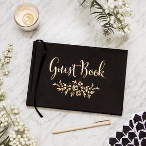 Luxury Wedding Guest Book, Polaroid Wedding Photo Album, Black Gold Guestbook Sign-in, Wedding Gift Idea, Gift for Groom, Gift for Bride