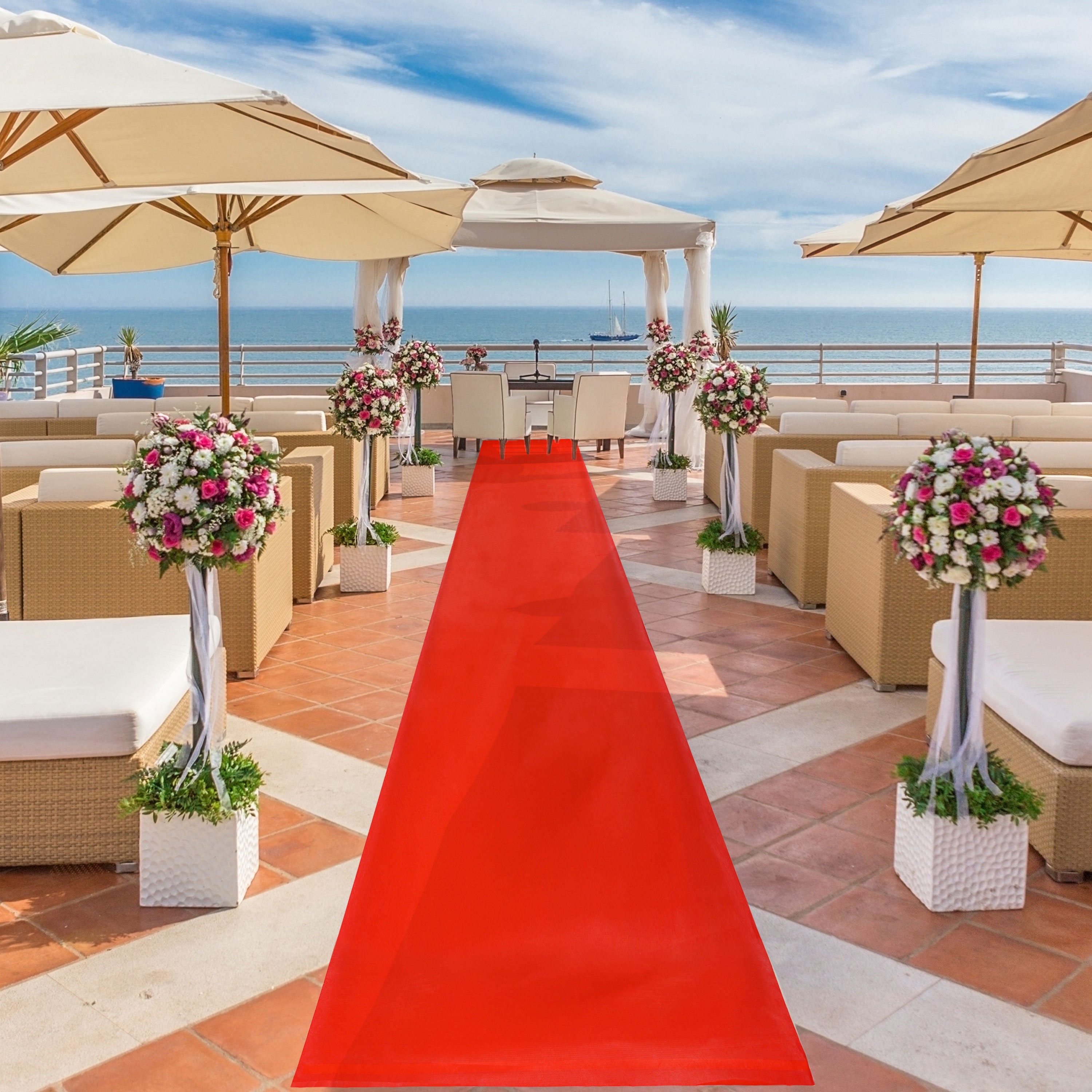 Tapis de couloir rouge pour fête, 61 cm x 4,6 m, tapis d'allée de mariage, revêtement en tissu à paillettes pour cérémonie de mariage, fête prénuptiale, décoration d'allée