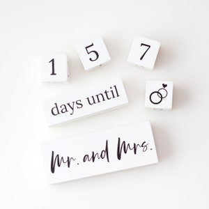 Bucherry 6-Piece Wooden Wedding Countdown Calendar Blocks – Rustic Engagement Gift For Couples, Bride, Mr & Mrs