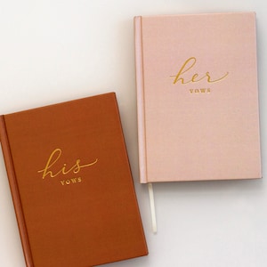 Wedding Vow Booklets His And Her, Vow Books Set of 2, Wedding Keepsake Book with Foil Gilded, Luxury Wedding Notebook Gift, Non-Customized