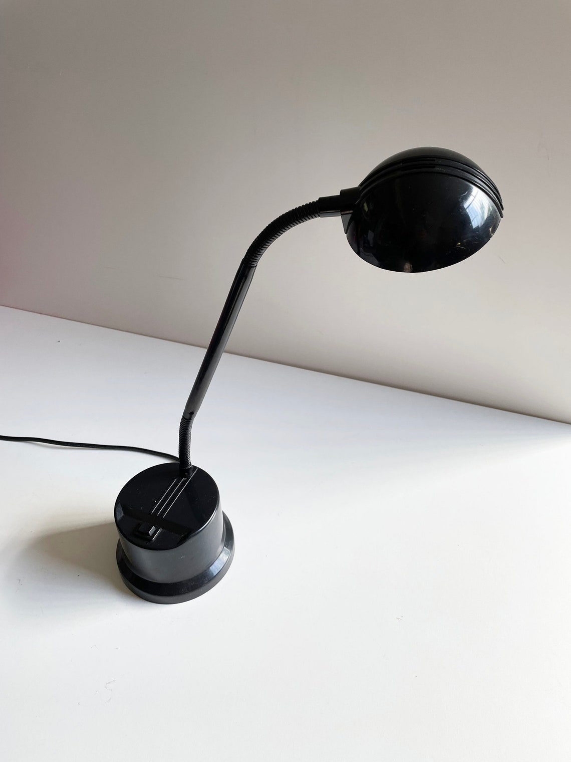 Vintage Flexible Black Plastic Halogen Desk Lamp, Table Lamp
