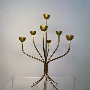 Mid Century Handcrafted Brass Candelabra, Candlestick Holder, 1950&#39;s 1960&#39;s