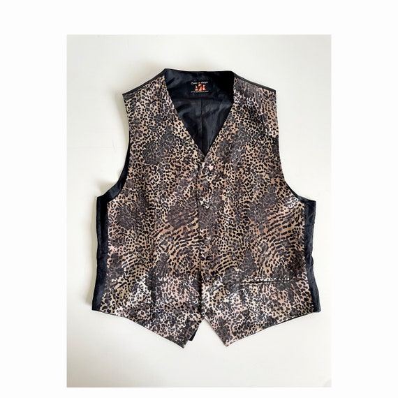 Vintage 1990s Anne Surkamp Kramer Vest, Leopard and Floral Print