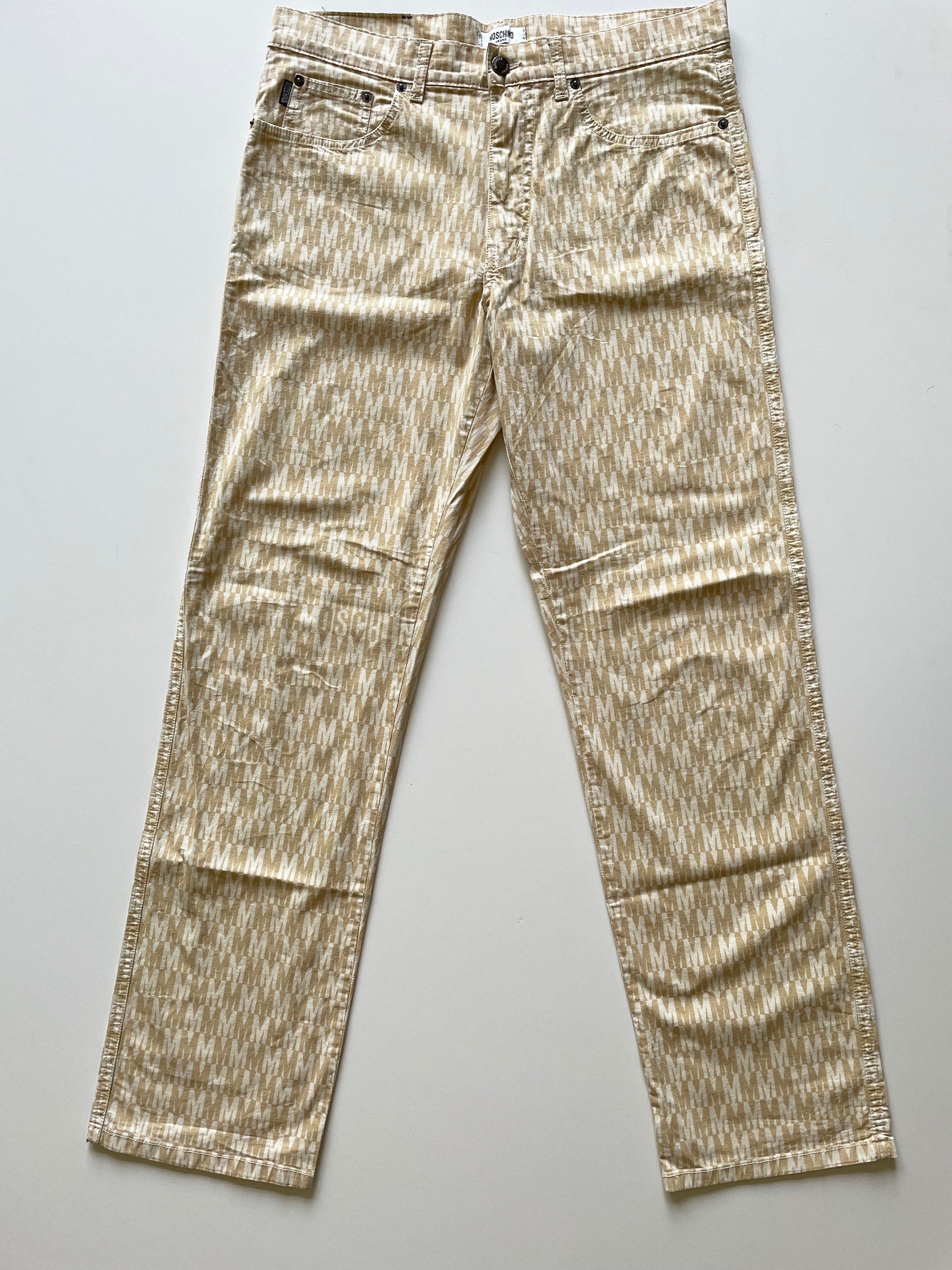 Vintage Moschino Jeans Men's Cotton Monogram Trousers | Etsy