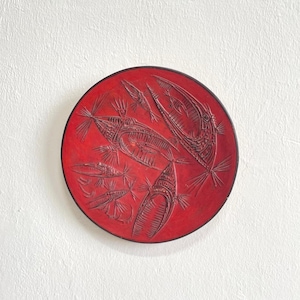XL Mid Century Modern Ceramic Signed Wall Plate, Wall Hanging, 1960s
