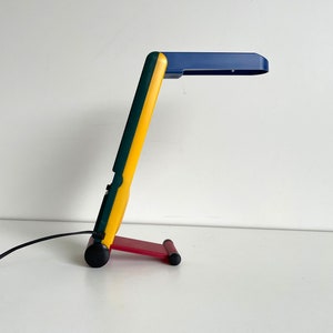 Vintage Plastic Folding Benetton Desk Lamp, Memphis Design, Italy 1980s