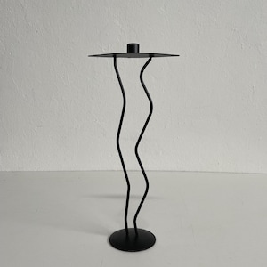 Vintage Metal Candlestick Candleholder, Postmodern Design Era, ZigZag Shape, Memphis Design Era, Italy 1980s 1990s