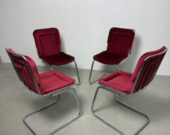 Set of 4 Vintage Italian Chrome Dining Chairs, attr. Gastone Rinaldi for Rima 1970s