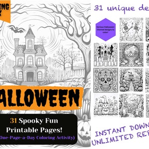 Halloween Coloring Book | Download & Print | 31 Coloring Book Pages for Adults or Kids