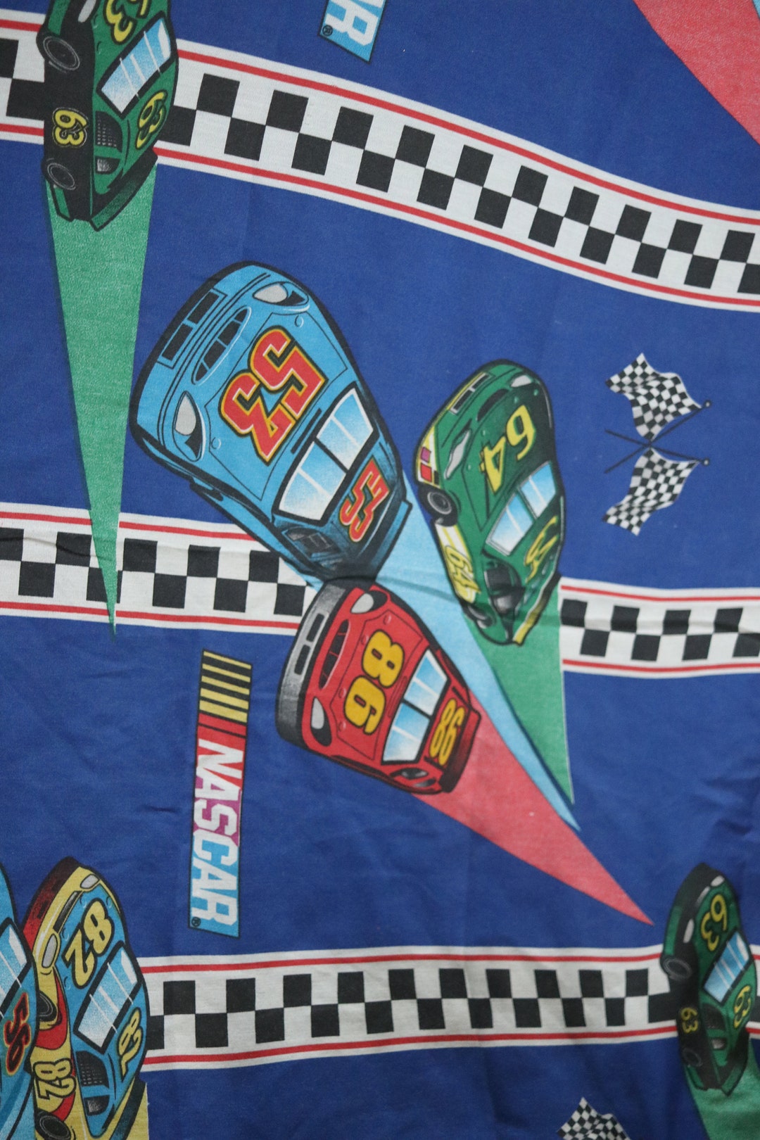 Vintage NASCAR Flat Sheet/ Curtain Panel Dan River Cars Racing Etsy