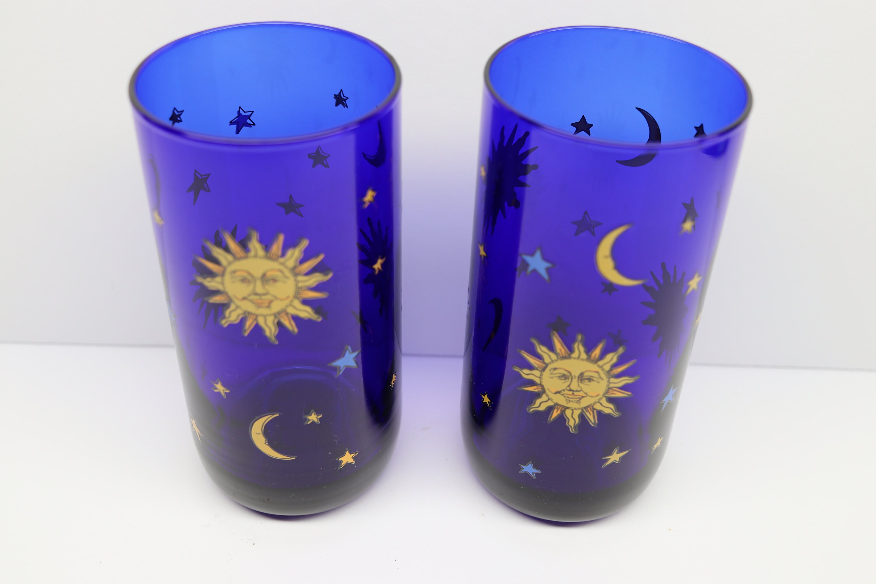 2 Vintage Libbey Cobalt Blue Glass 53/4 Tall Tumblers Etsy