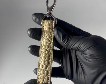 Taupe genuine American alligator keychain