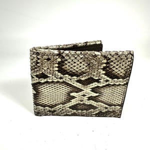 Billetera plegable de pitón, billetera de piel de pitón, billetera de pitón, billetera de serpiente, regalos útiles para hombres, billetera cosida a mano, billetera de piel exótica,