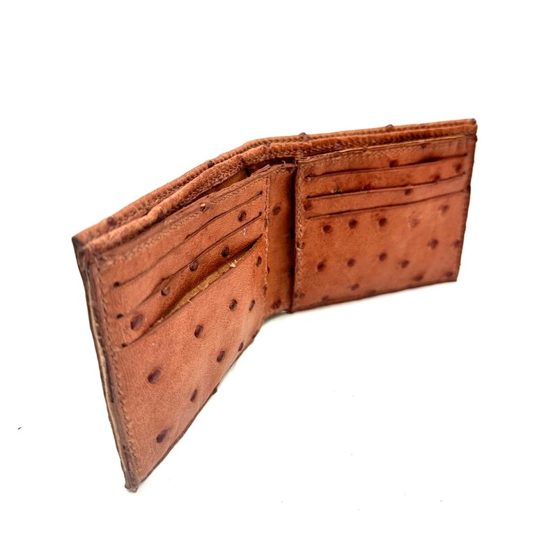 Burgundy Ostrich Tri-Fold Wallet main image 0