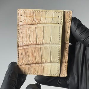 Tarjetero de piel de caimán del Himalaya, tarjetero exótico de lujo hecho a mano, fabricado en EE. UU.