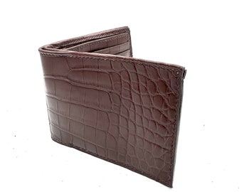 Alligator wallet, Brown billfold, custom made, bespoke,, cardholder, luxury leather wallet,  minimalist, alligator billfold, cardcase