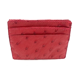 Tarjetero de avestruz rojo, tarjetero de avestruz, minibilletera, tarjetero de lujo, regalos para ella, regalo para mamá, billetera delgada, microbilletera, personalizado