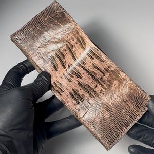 Cartera de lujo de piel exótica marrón con bolsillo para monedas, bolsillo doble para billetes, regalos para papá, billeteras para él, billetera de lujo, billetera plegable exótica