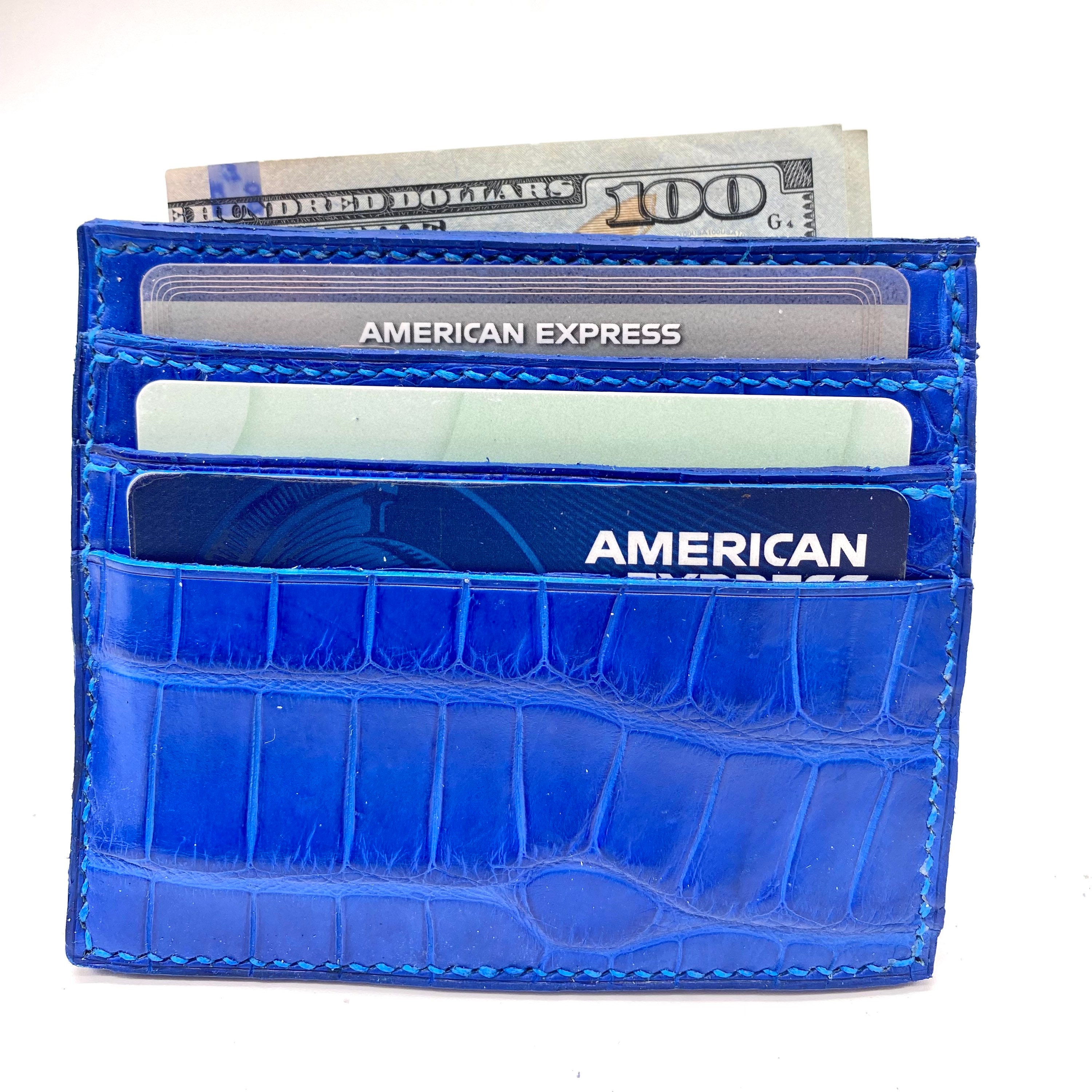 Money Clip Wallet dark blue semi matte alligator - Maison Jean