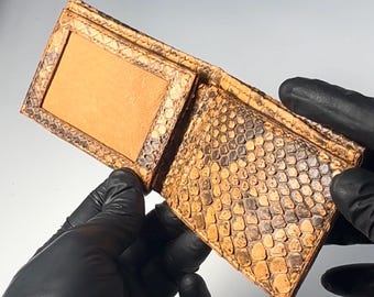 Burnt orange Burmese python mens id wallet