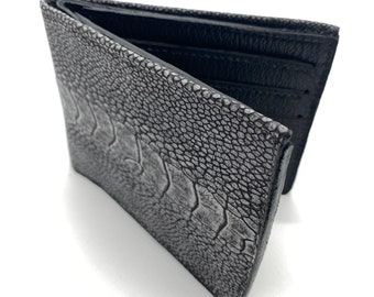 Ostrich wallet, Black ostrich billfold, Ostrich leg billfold, mens billfold, ostrich skin wallet, ostrich wallet, ostrich card wallet