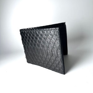 Cartera de piel de pitón, billetera, billetera de serpiente, regalos útiles para hombres, billetera cosida a mano, billetera de cuero exótico, billetera de piel de serpiente, billetera negra