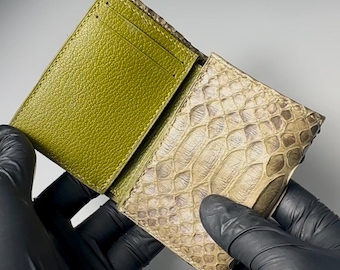 Army Green python trifold mens wallet