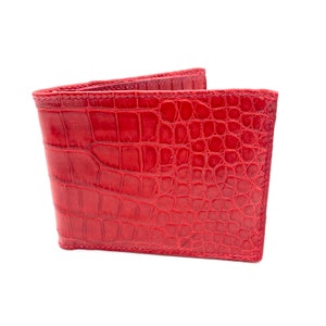 Cartera de cocodrilo, billetera de cocodrilo roja, billetera de cocodrilo cosida a mano, billetera cosida a mano, billetera de tarjeta de cocodrilo, regalos de cocodrilo,