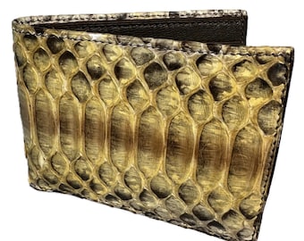 Mustard yellow python mens bifold wallet