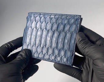 Python wallet, navy python billfold, gifts for him,  wallet, navy python billfold, snakeskin wallet, fathers day, gifts for dad, handmade