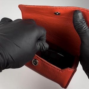 Red goat leather sunglass case