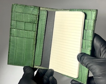 Green Alligator A6 notebook cover wallet