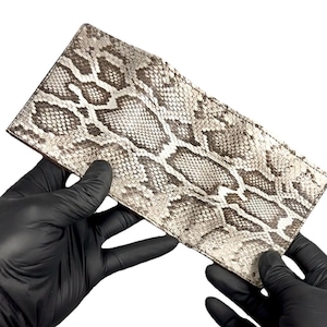 Cartera triple de lujo de especie evasiva de pitón birmana, billetera de piel de serpiente, hecha a mano, pitón de Florida, regalos para él,