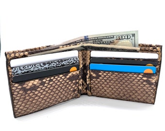 mustard yellow python bifold wallet for men