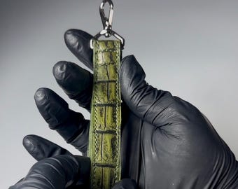 Luxury army green alligator keychain