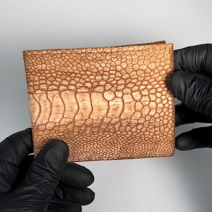 Cartera de pierna de avestruz, billetera de cuero de avestruz, billetera de cuero cosida a mano, billetera de avestruz coñac, billetera de piel de avestruz, billetera de avestruz para hombre,