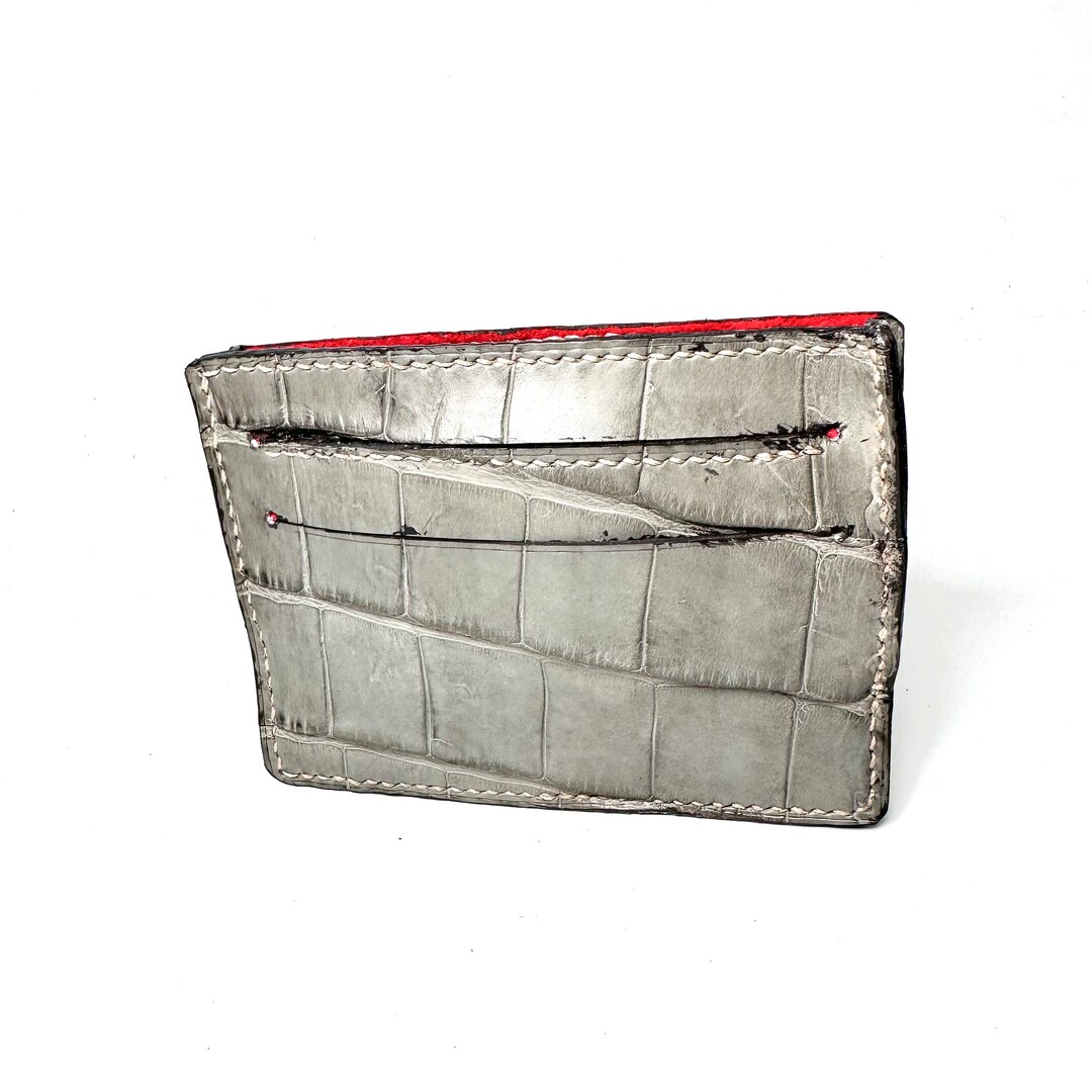 Alligator Card Holder, Alligator Card Wallet, Gray Card Holder, Micro ...