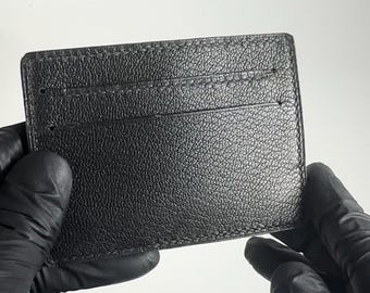 Black  goat  leather cardholder wallet