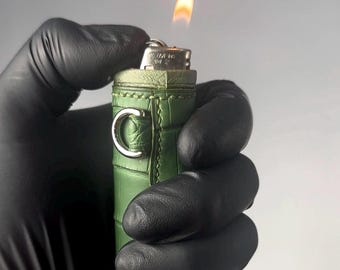 green alligator leather  lighter case