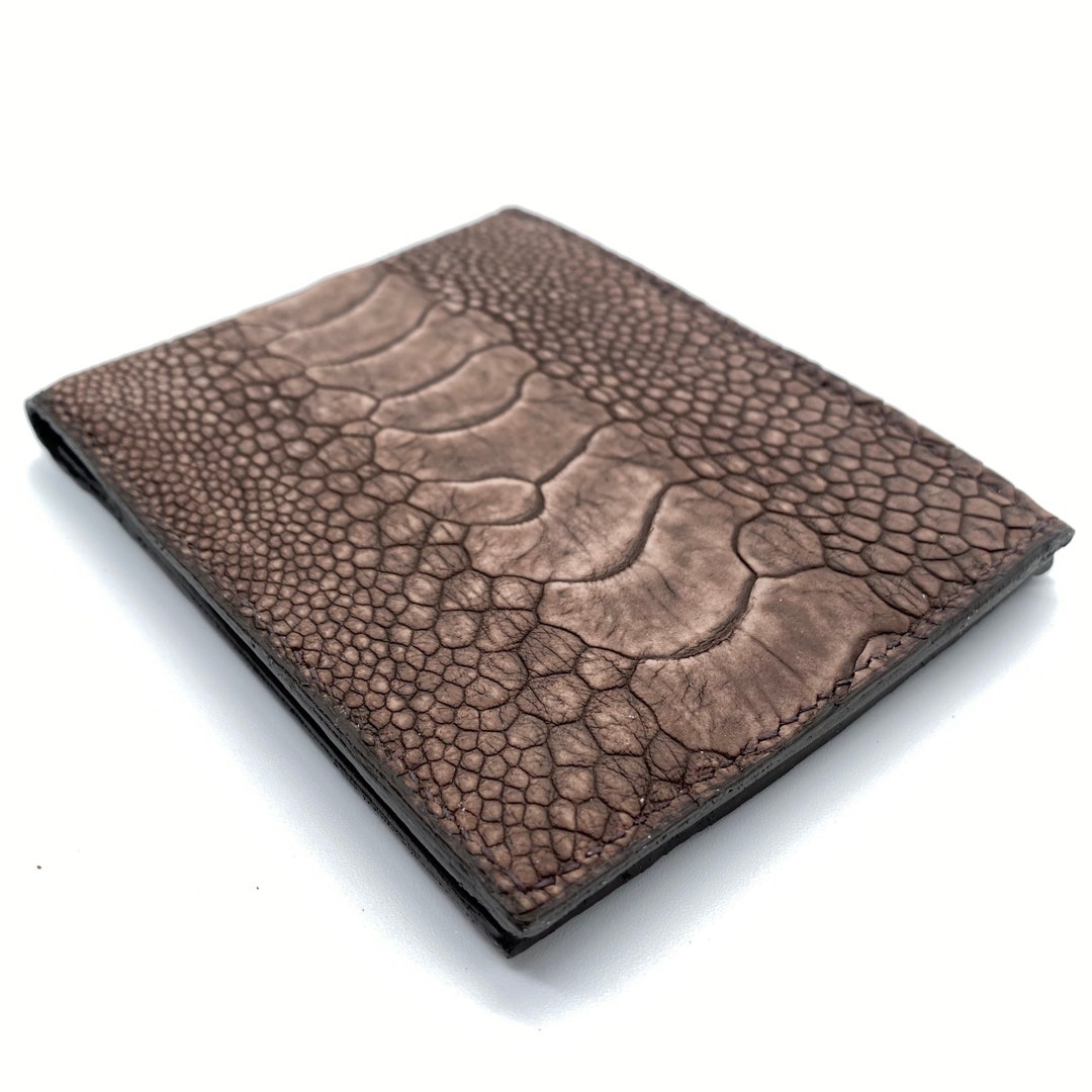Ostrich Leg Wallet, Ostrich Skin Wallet, Ostrich Wallet, Brown Leather ...