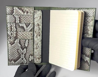 Burmese python A6 notebook cover,  snakeskin passport wallet