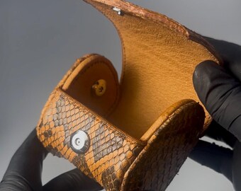 Burnt orange Burmese python watch roll