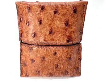 cognac brown ostrich business card case