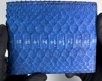 Blue sueded python mens bifold wallet
