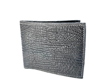 Sharkskin bifold wallet, shark wallet, shark leather billfold, grey shark wallet, handmade wallet, shark card wallet, handmade leather gifts