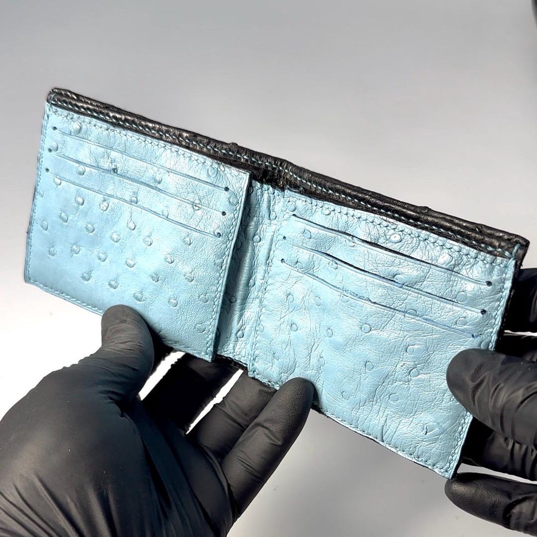 Black Ostrich Wallet, Ostrich Skin Wallet, Ostrich Leather Wallet ...