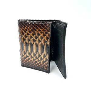 Cartera triple Python, billetera, carteras para hombre, regalos para él, cartera exótica, tarjetero, cartera de cuero negro, a medida, personalizada, lujo