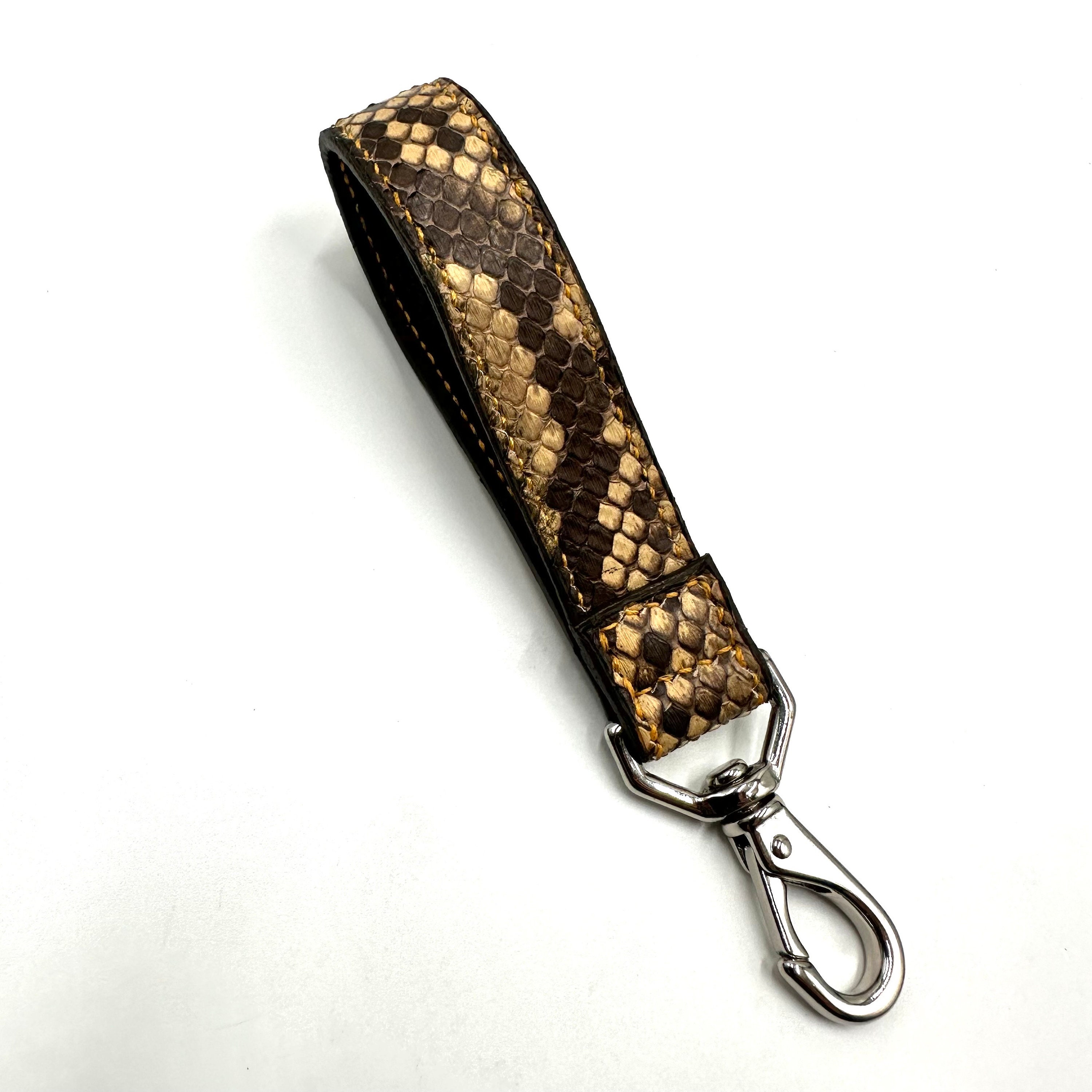 Python Key Fob, Key Charm, Exotic Skin Belt, Cognac Keyholder, Luxury ...