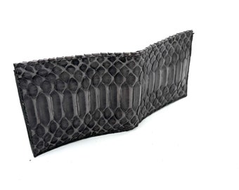 Python bifold wallet, python  leather wallet, python billfold, snake wallet, useful mens gifts, handstitched wallet, exotic leather wallet,